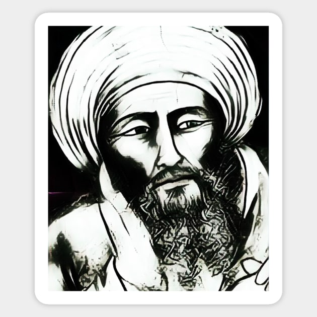 Averroes Black and White Portrait | Averroes Artwork 3 Sticker by JustLit